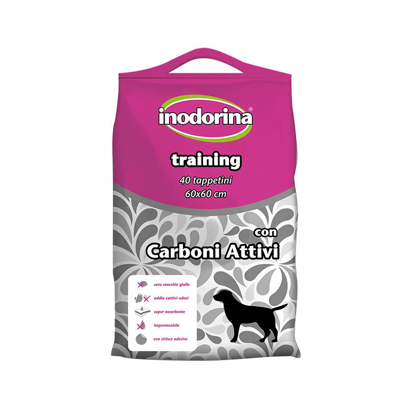 Inodorina – Tappetino Igienico Profumato – In Pura Cellulosa Vergine Super Assorbente – Profumo: Carboni Attivi – Formato 60×60 cm – 40 pezzi