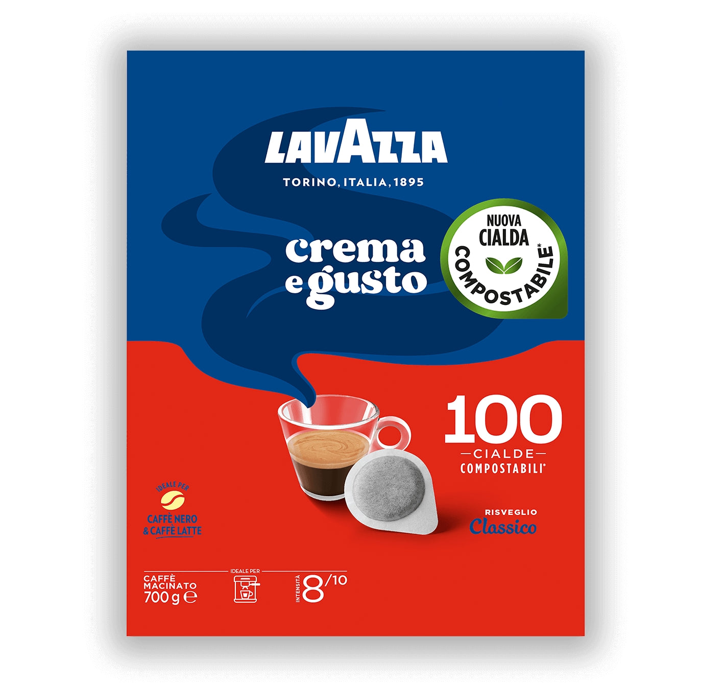 Caffè Lavazza - 100 Cialde Filtro Carta ESE 44 mm - Crema e Gusto