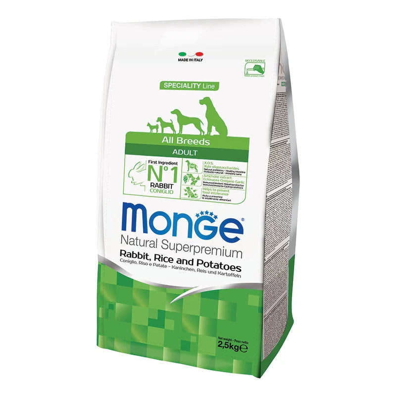 Monge – Natural Superpremium All Breeds Adult Monoprotein – Coniglio con Riso e Patate