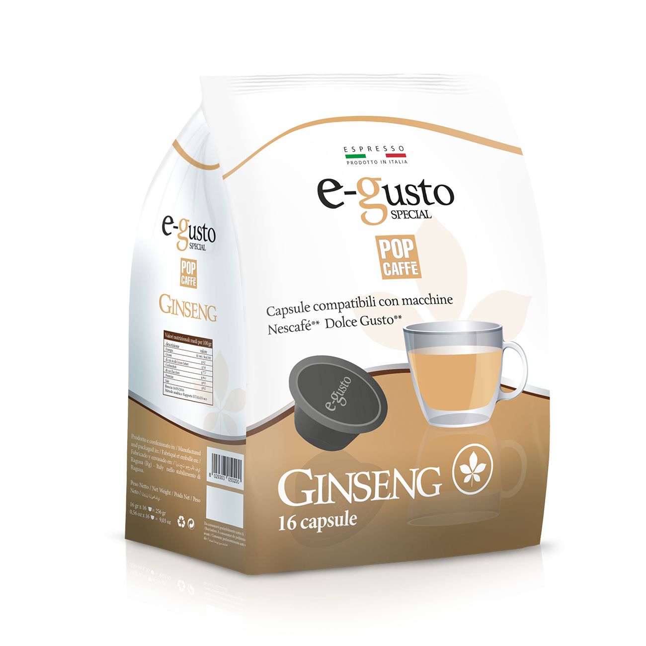 Pop Caffè Dolce Gusto Ginseng – Kompatible Kapseln – Energie und einzigartiger Geschmack
