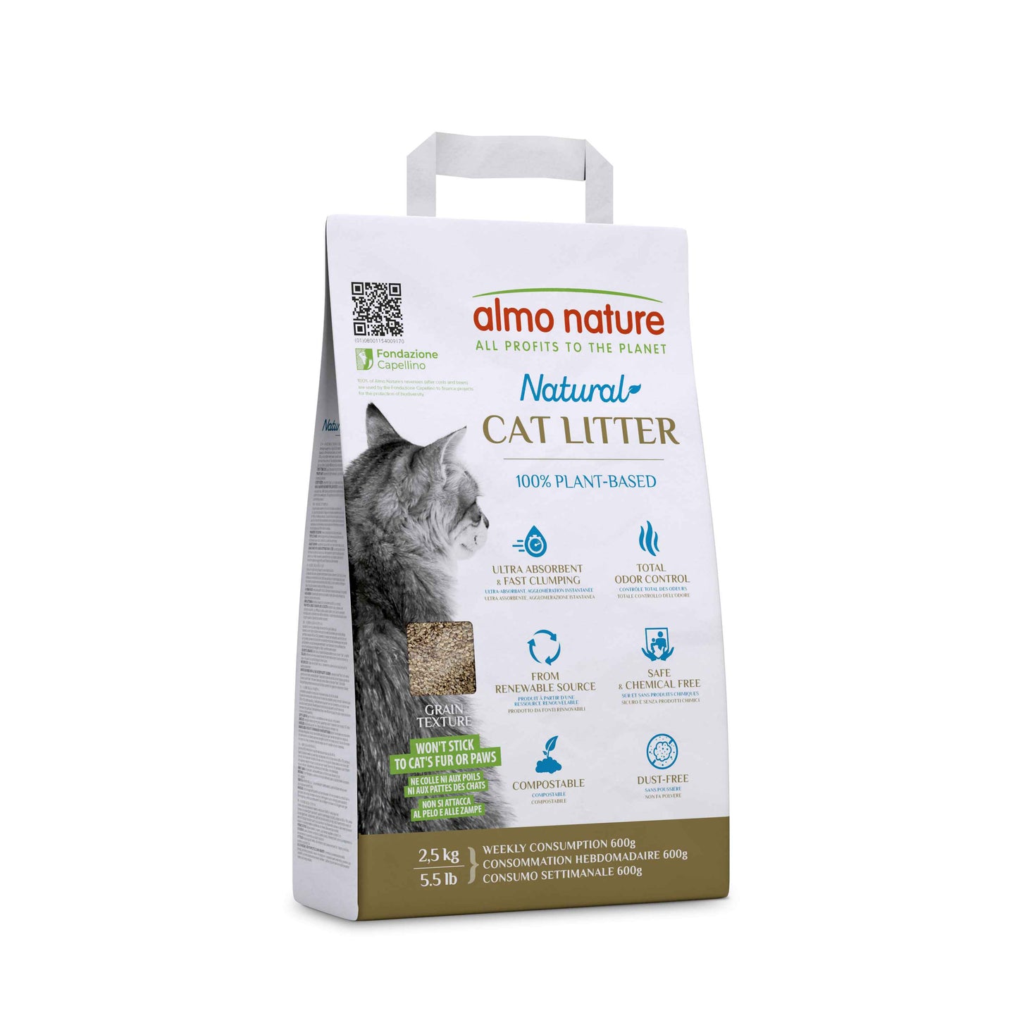 Almo Nature – Lettiera Naturale Per Gatti – Grain Texture – Sacco da 2.5 Kg