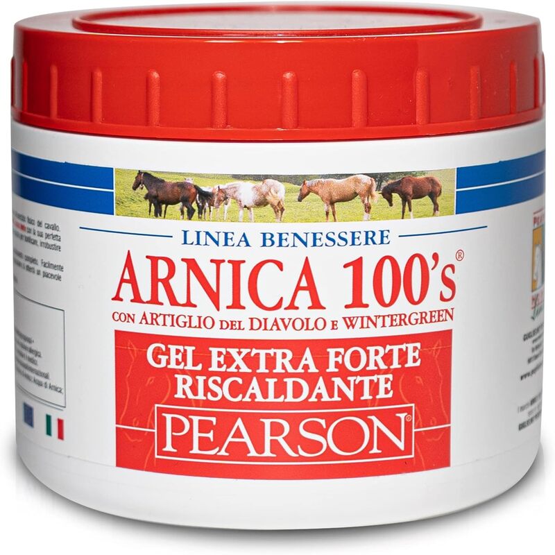 ARNICA 100’S® – Arnica per Cavalli, Gel Extraforte Riscaldante Pearson – Crema Arnica Forte con Artiglio del Diavolo e Wintergree – Pomata Defaticante e Rilassante (500 ML)