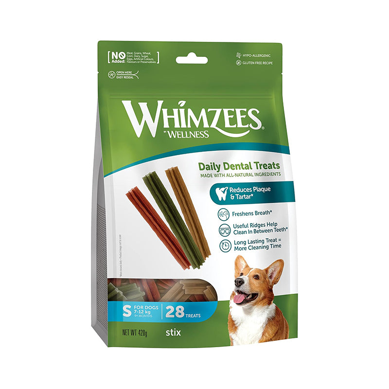 Whimzees – Zahnpflege-Leckerlis für Hunde – Größe S – 28er-Pack