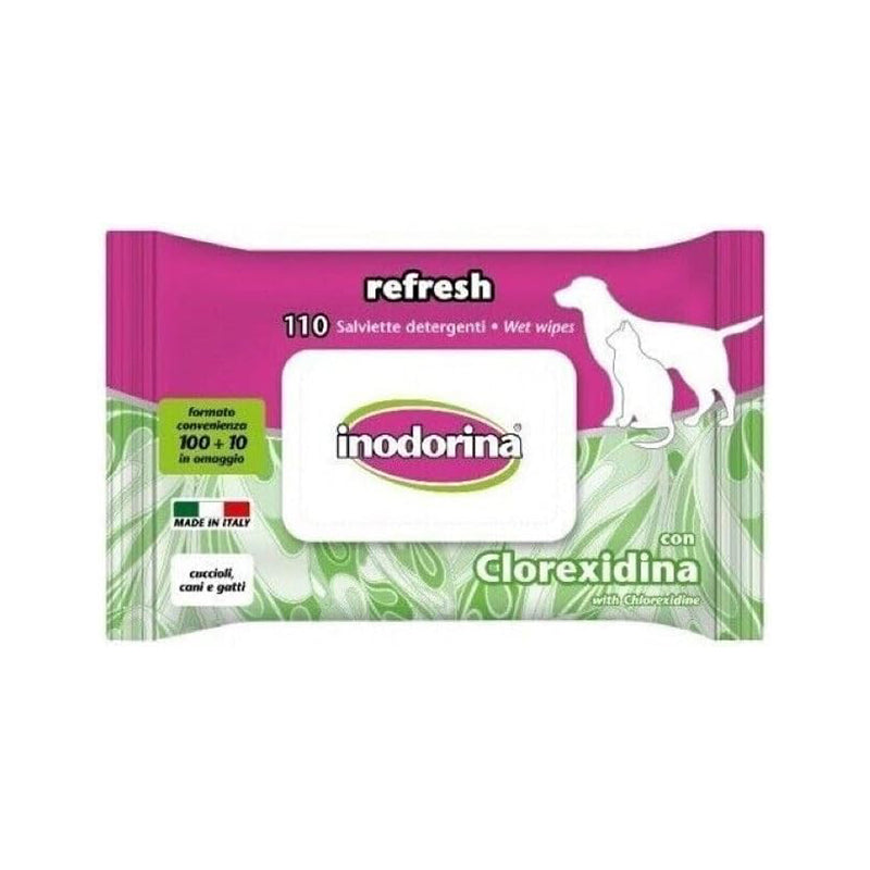 Inodorina – Refresh Wipes – Toilettendesinfektionsmittel für Hunde und Katzen – Chlorhexidin-Duft – 110 Stück