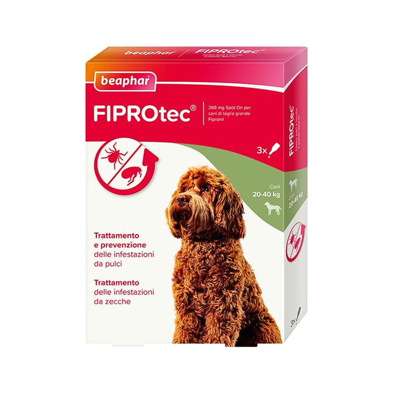 Beaphar Fiprotec – Antiparassitario per Cane Taglia Grande (20-40 Kg) – Confezione da 3 Pipette