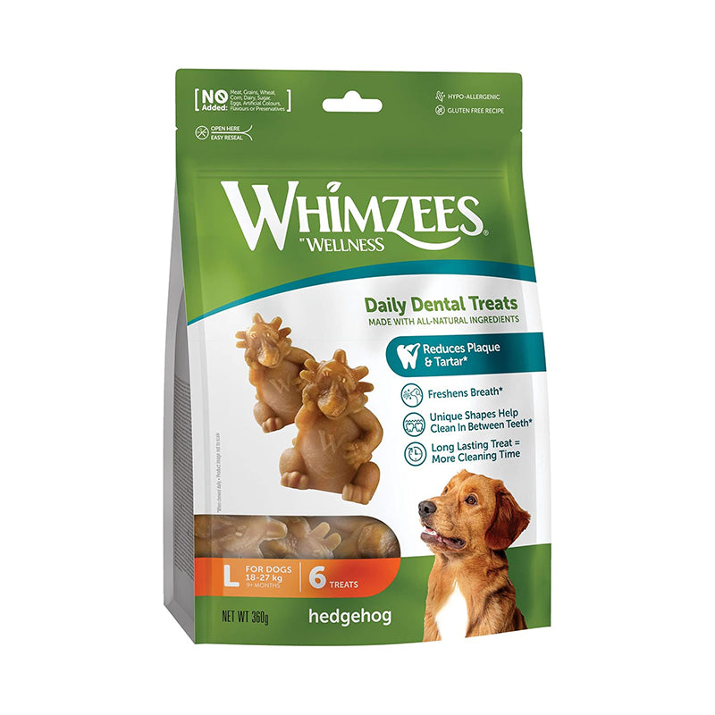 Whimzees - Snack Dentali Per Cani - Forma di Porcospino - Taglia L - Confezione da 6 Pezzi