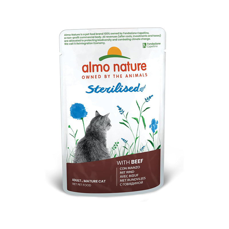 Almo Nature – Functional Sterilised – Alimento Umido per Gatti Adulti con Manzo – (30 bustine da 70g)
