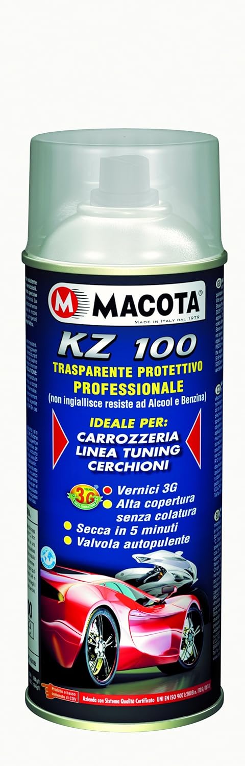 Macota – KZ100 – Lucido Vernice Spray Protettiva Trasparente – 400 ML
