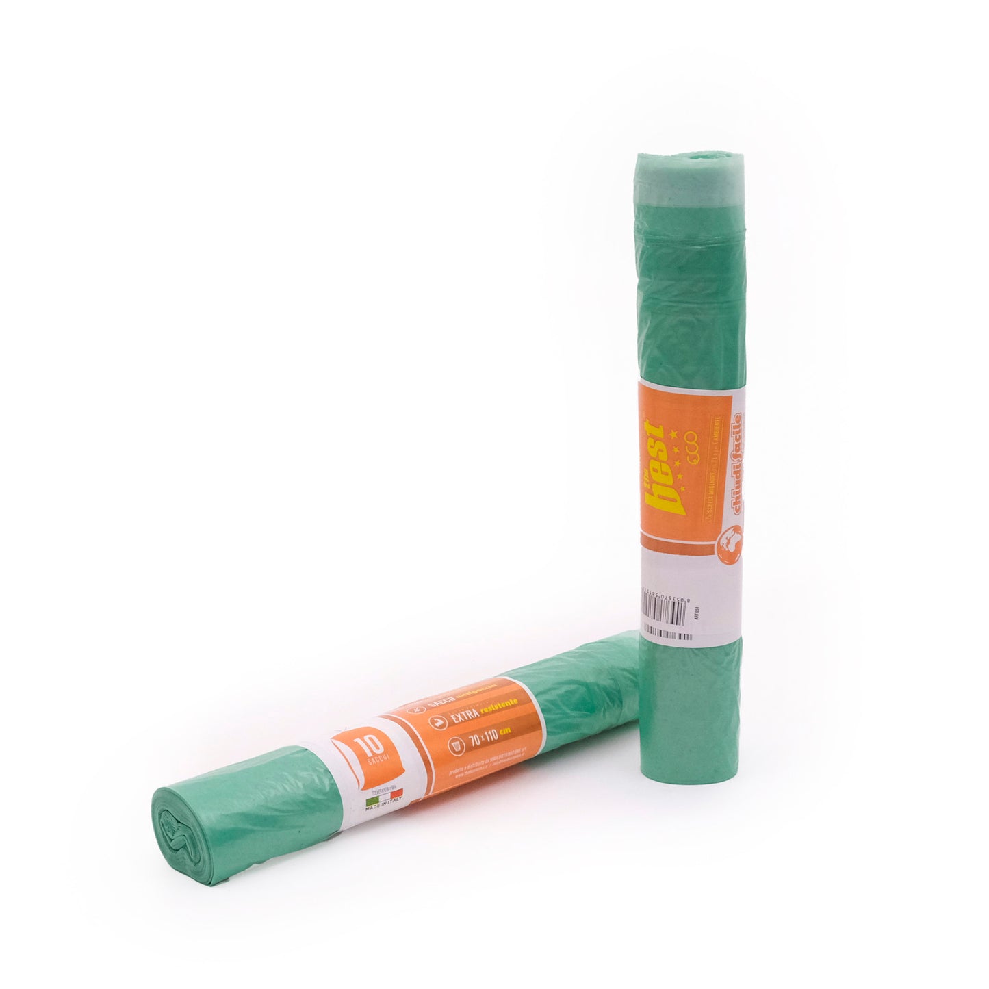 Rocard® | 110L Müllbeutel mit Griffen, 240 Stück, Müllbeutel für die externe und interne Mülltrennung, 70×110 cm durchstichfeste Müllbeutel – 24 Rollen Müllbeutel.