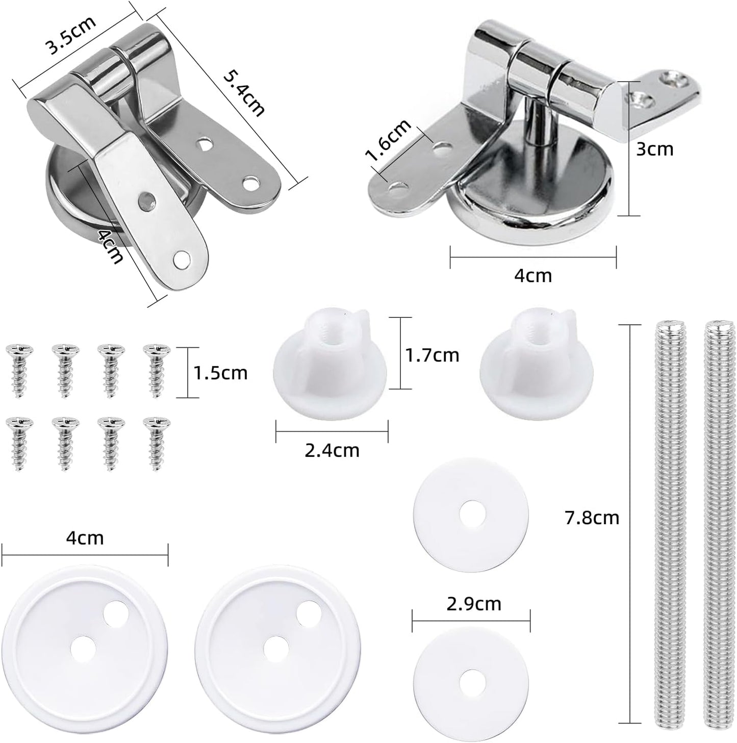 Rocard® | Toilettensitz-Ersatzscharniere | Toilettensitz-Ersatzscharniere | DIY-Toilettensitz-Reparaturset | Mit Zubehör und Ersatzteilen für die meisten Toilettensitze (2-teilig)