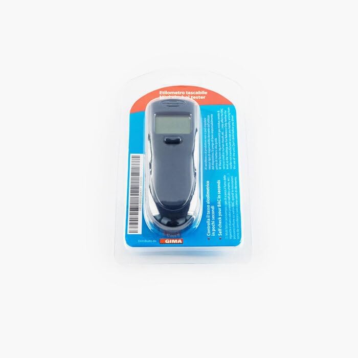 Rocard® | Alcol Test con Display LCD Blu Digitale | Etilometro Tascabile Precisione di Grado | Etilometro Portatile Personale per Uso Domestico e Professionale | Colore: Grigio
