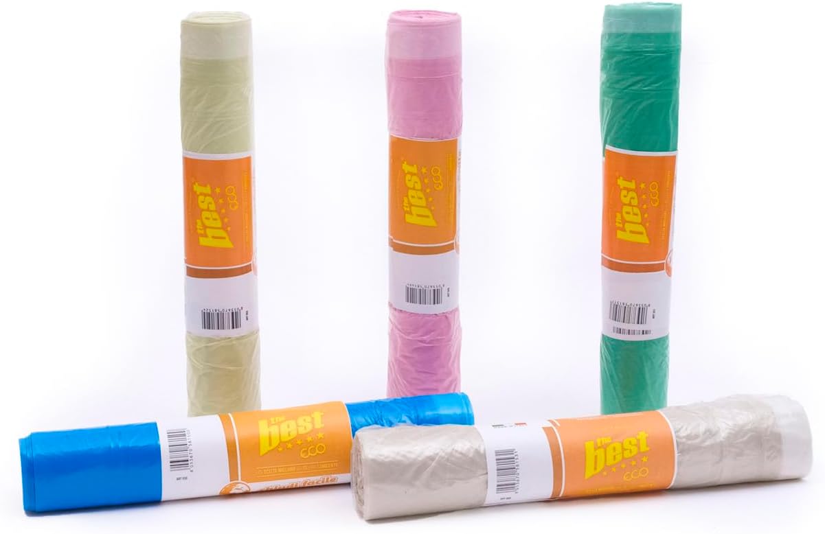 Rocard® | Sacchetti Spazzatura 35 Litri con Maniglie, 160 Pz, Sacchi Spazzatura per Raccolta Differenziata Esterno e Interno, Sacchi Spazzatura 50×60 cm Antiforo – Buste Spazzatura | 8 Rotoli da 20.