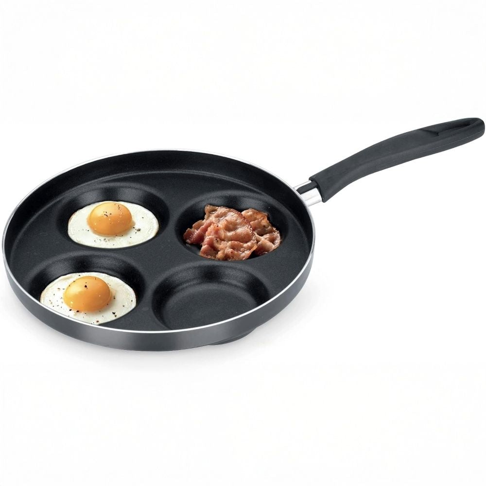 Tescoma – Antihaftbeschichtete 4-Kreis-Bratpfanne – Ø 24 cm für Pfannkuchen, Eier und Hamburger – Schwarze Beschichtung