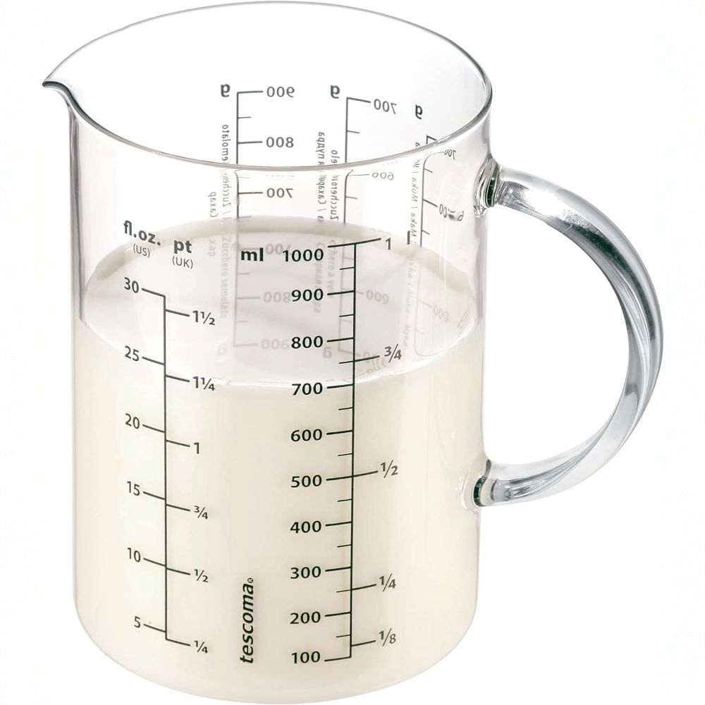 Tescoma – Delicia Glaskrug mit Graduierung 1,0 l – Perfekt für präzise Messungen in der Küche
