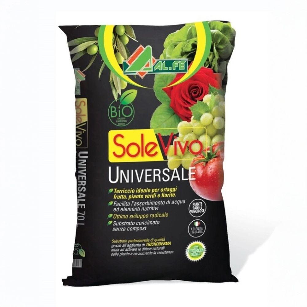 Alfe – Solevivo Universale Nero – Terriccio di Qualità 20 Litri per Tutte le Colture e Giardini