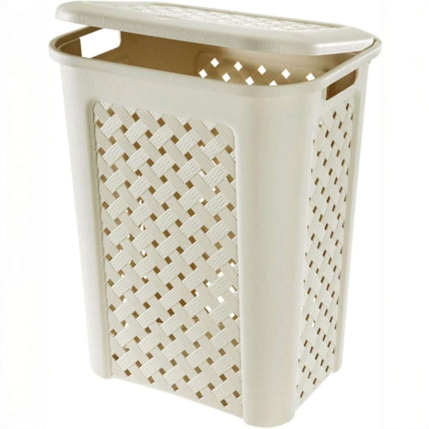 Tontarelli – Wäschekorb Arianna 30L – perforiertes Modell aus beigem Kunststoff – platzsparend und langlebig