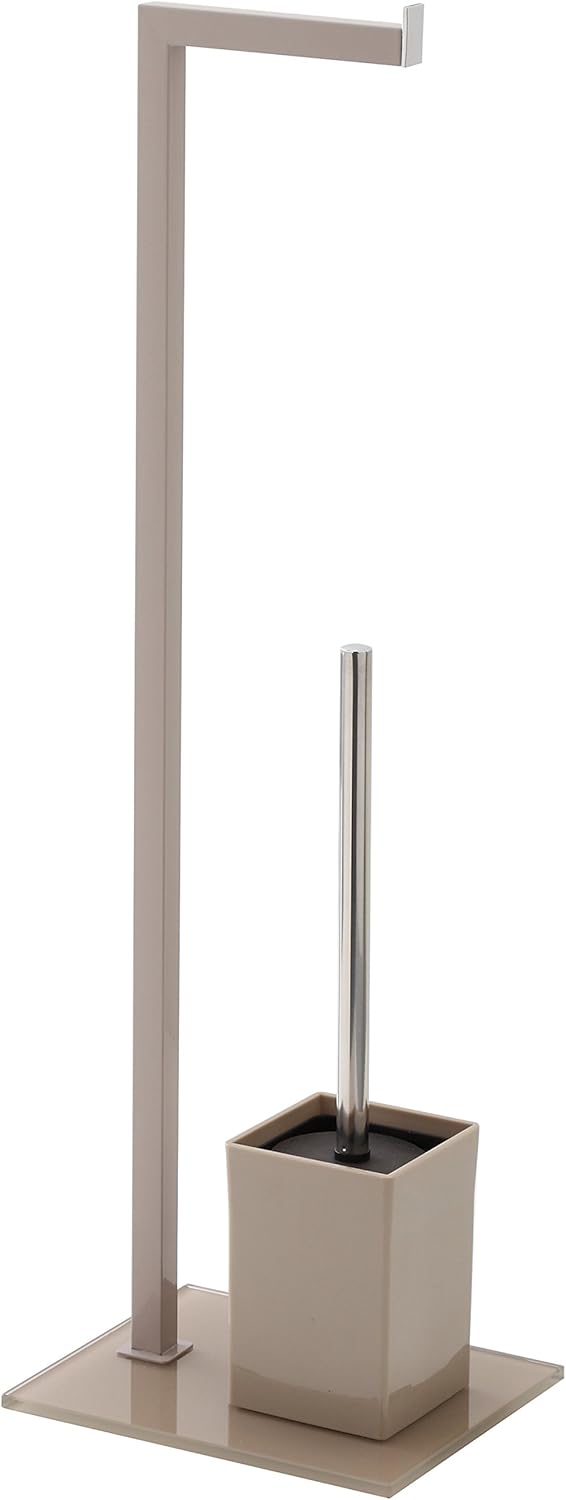 Feridras Taubengraues Badezimmer-Set – Passender Toilettenbürstenhalter und Handtuchhalter – Elegantes und platzsparendes Design