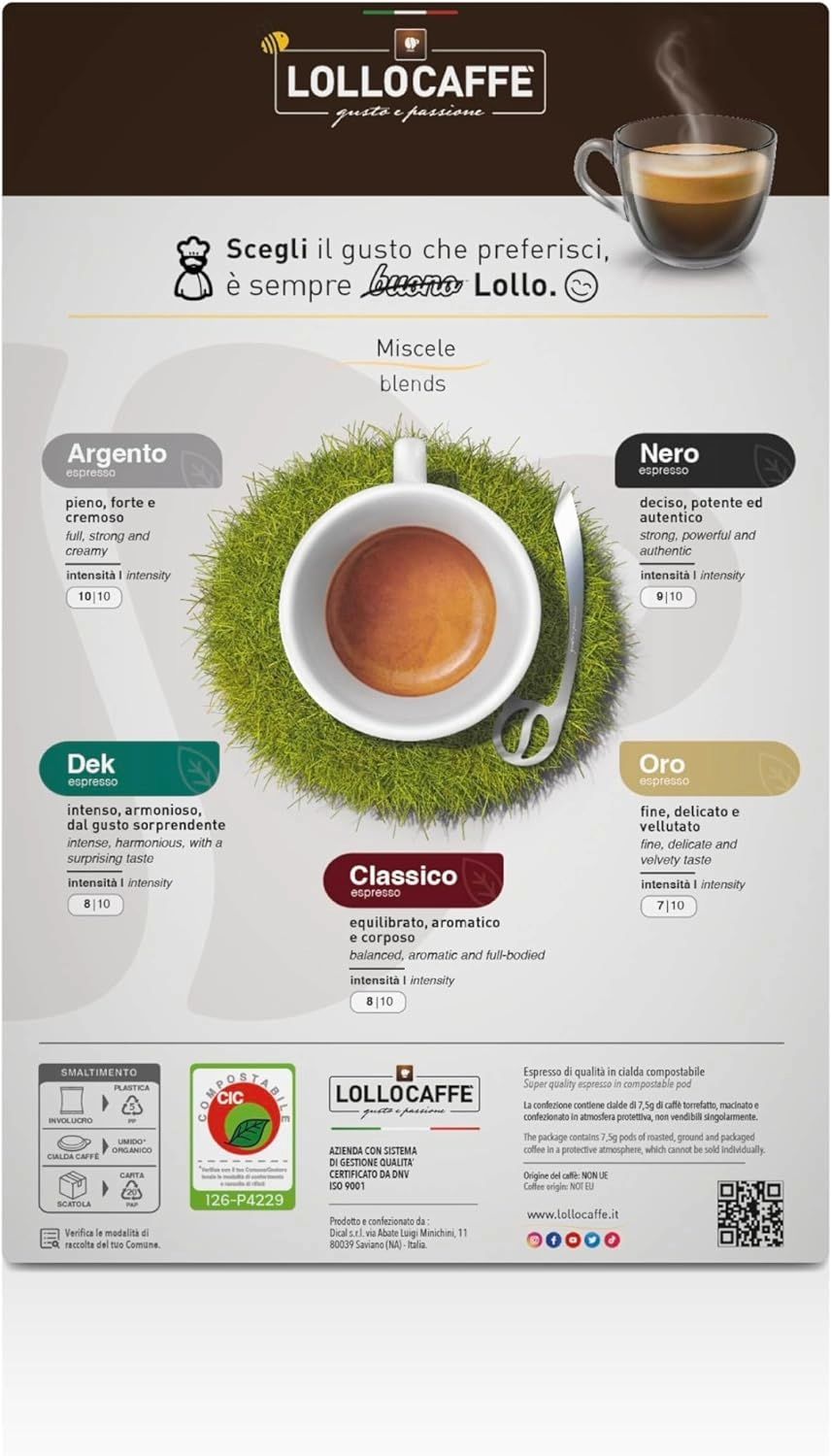 Caffè Lollo - Cialde Filtro Carta ESE 44 mm - Miscela Argento