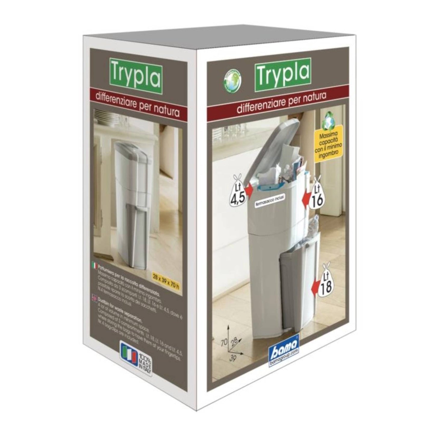 Bama – Abfalltrennbehälter – Trypla – Farbe Taubengrau