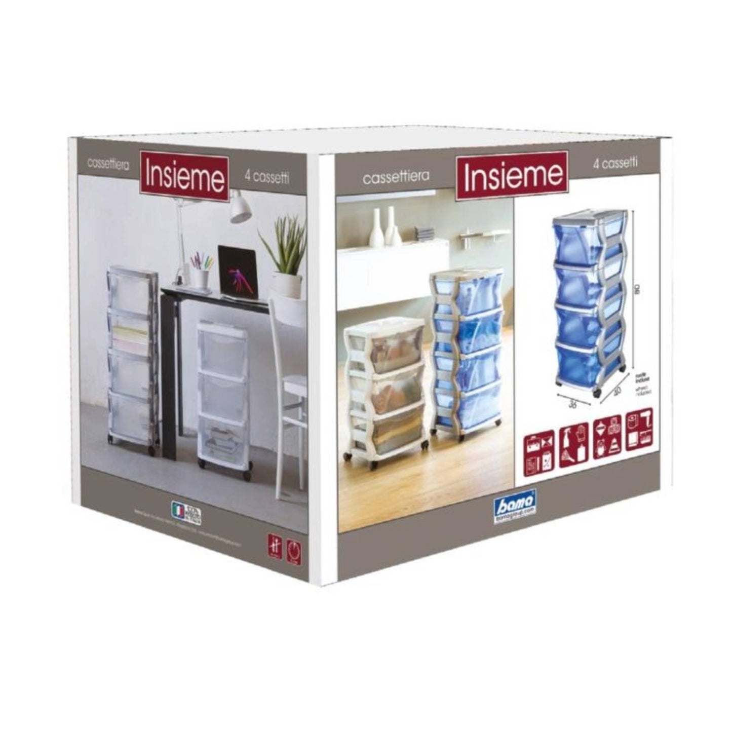 Bama – Stapelbare Kommode – 4 Schubladen – Farbe Weiß