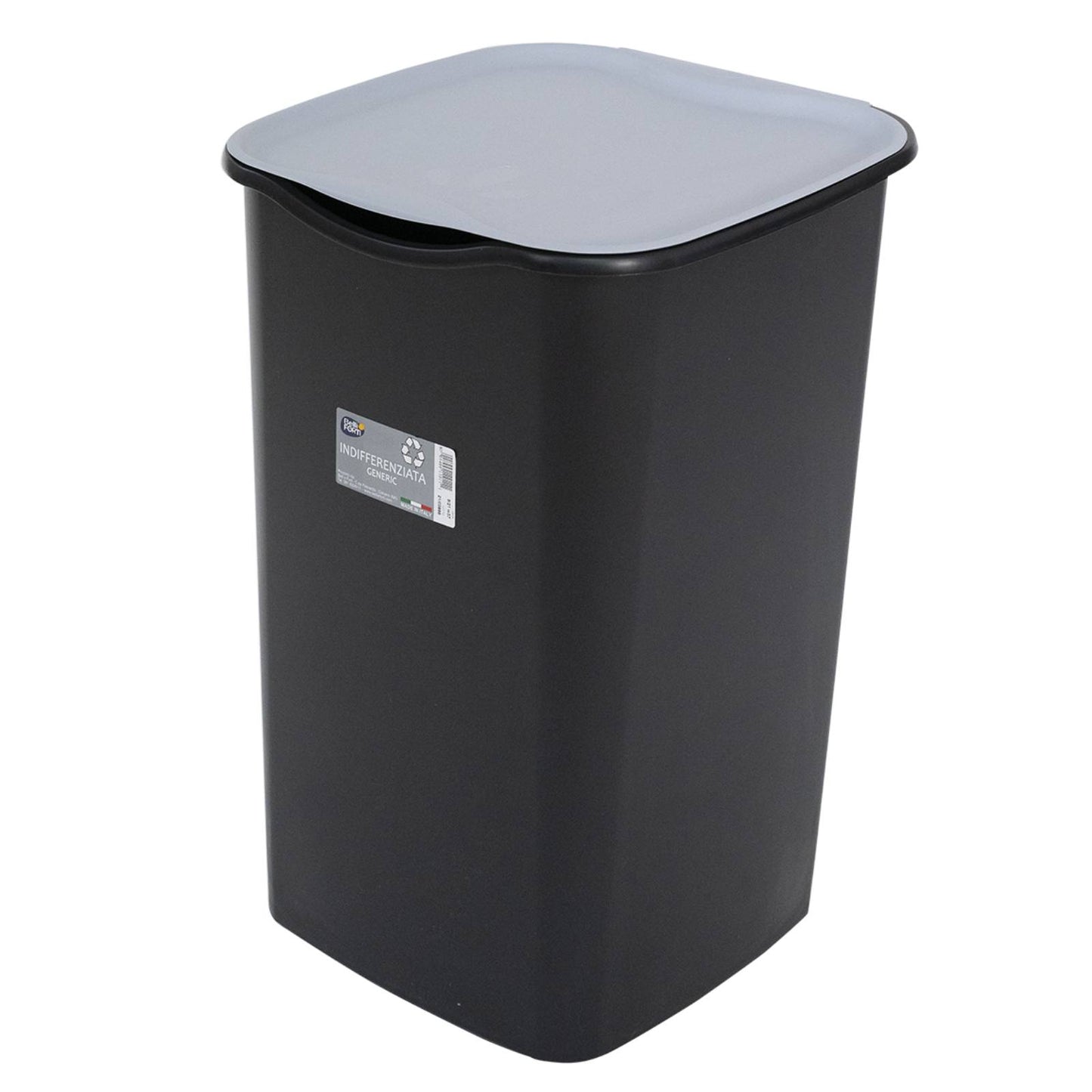 50L SCHÖNER UND STABILER Abfalleimer für die getrennte Abfallsammlung – Schwarz/Grauer Deckel für unsortierten Abfall