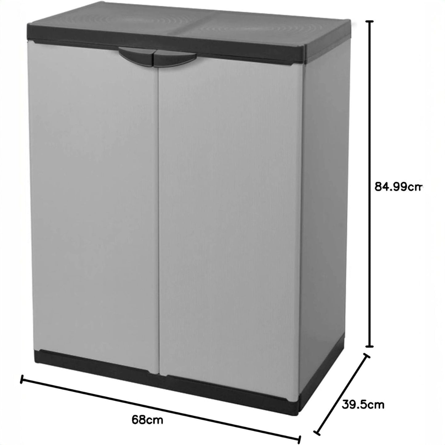 Mongardi – Niedriger Kleiderschrank aus Harz mit Regalen und 2 Türen (innen/außen) – 68 x 40 x 85
