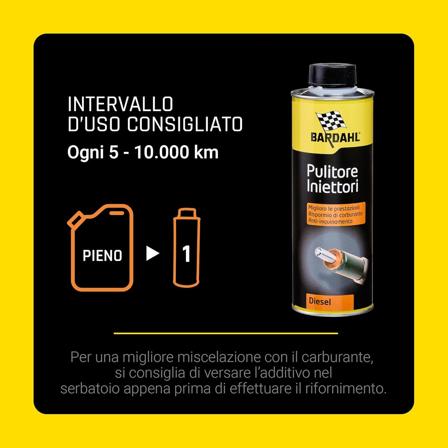 Bardahl Diesel Injector Cleaner 500 ml – Pulitore Iniettori Diesel per Motori Più Efficienti, Consumo Ridotto e Maggiore Potenza