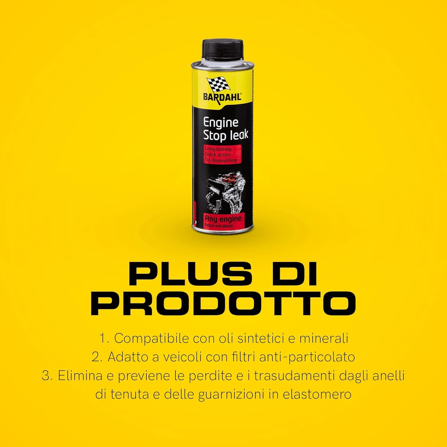 Bardahl Engine Stop Leak – Additivo Olio Motore Auto per Arresto Perdite, Guarnizioni Protette e Motore Più Affidabile