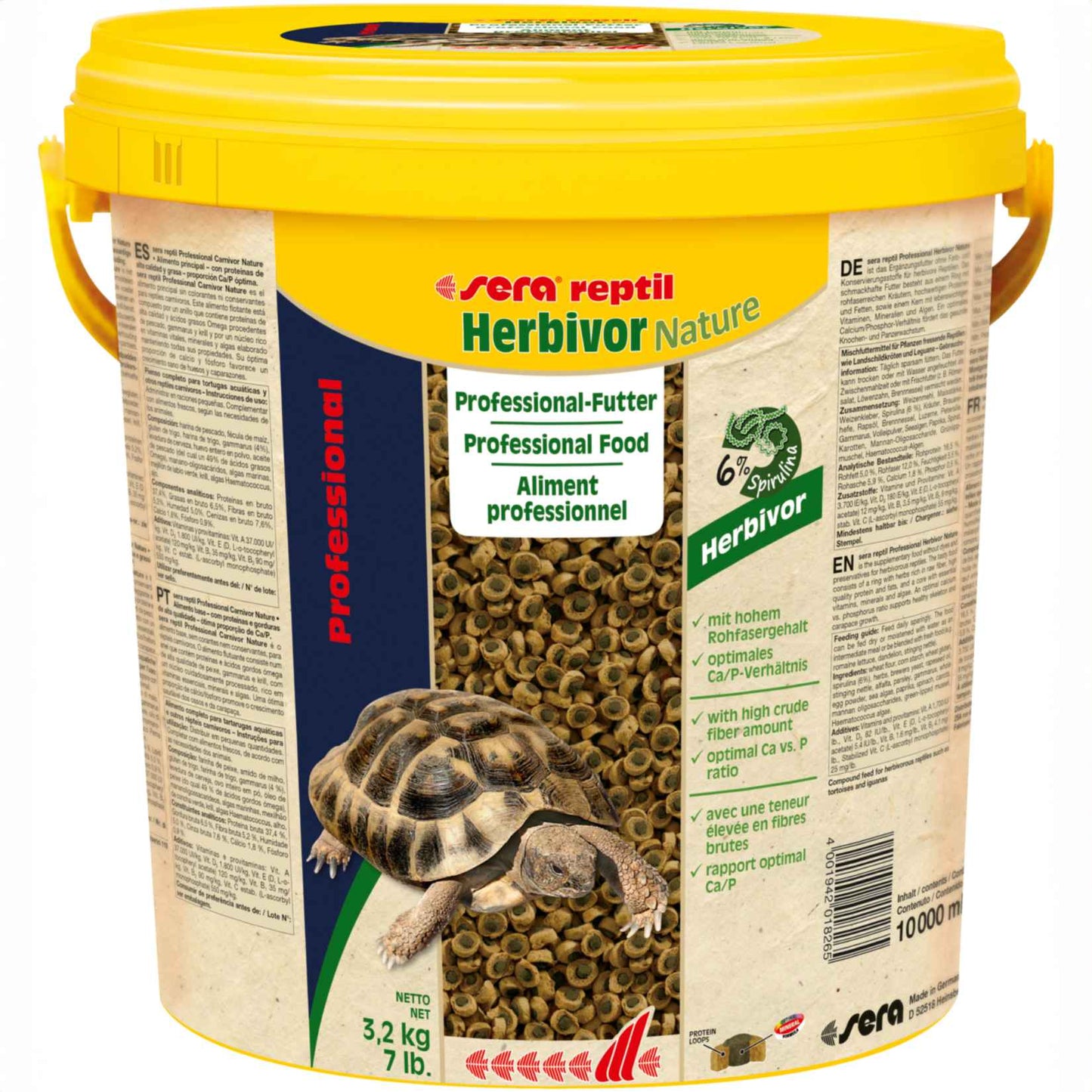 Sera Reptil Professional Herbivor 10 L – Alleinfuttermittel für Leguane & Landschildkröten, ohne Farb- und Konservierungsstoffe, optimales Ca/P-Verhältnis
