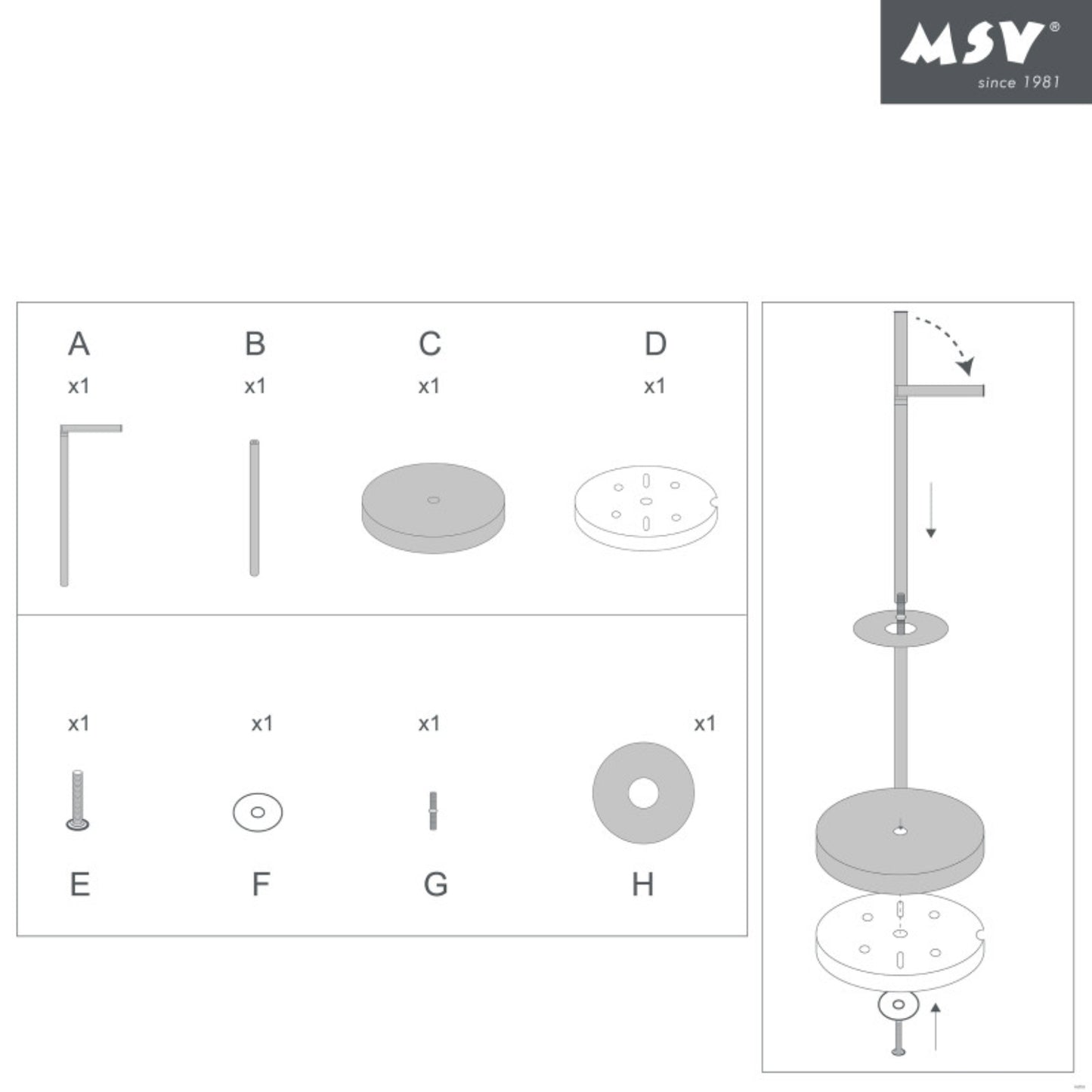 MSV – Freistehender Toilettenpapierhalter – Modernes Design mit mattschwarzer Edelstahloptik – 15 x 60 x 15 cm