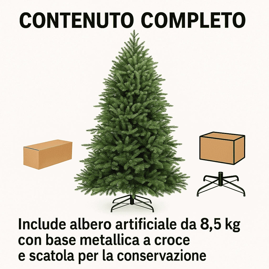 Albero di Natale Rosario 180 cm Realistico in PE+PVC – 966 Rami Folti, Montaggio Ombrello, Diametro 109 cm
