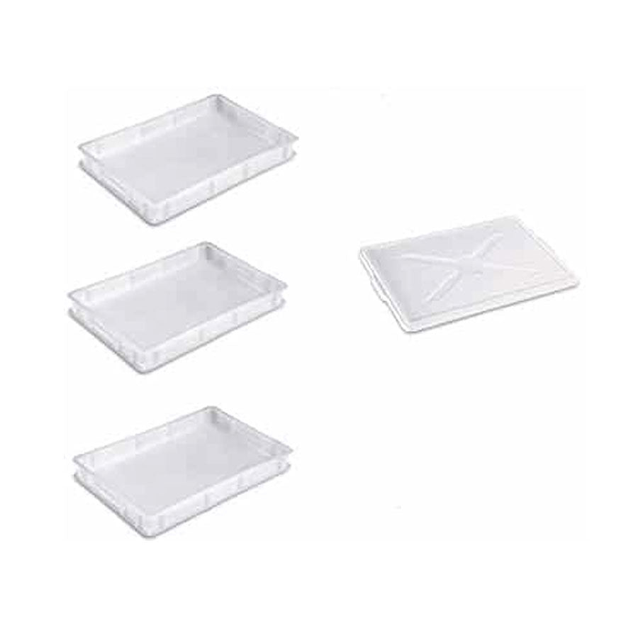 GiganPlast Service Teigbehälter-Set – 30x40xh10 cm, stapelbar mit 1 Deckel