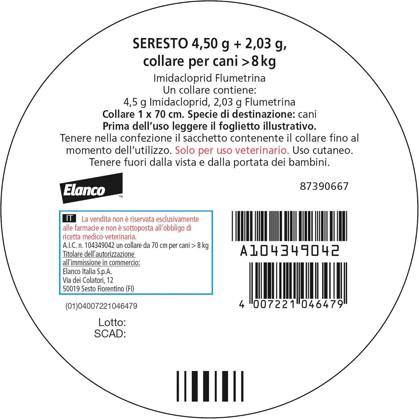 Elanco Seresto - Collare Antiparassitario Per Cani Medio/Grandi - Oltre 8 kg
