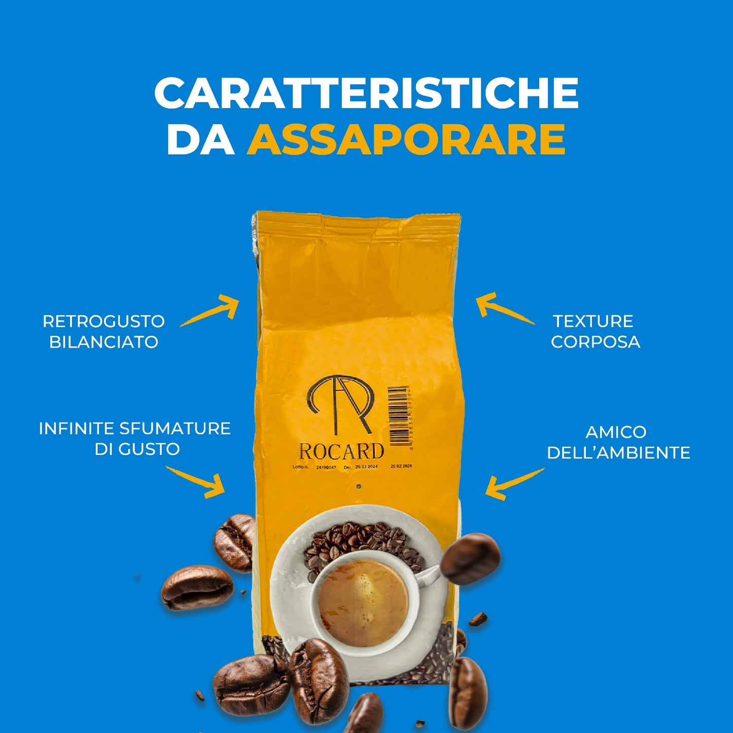 Rocard® Kaffeebohnen – Klassische Mischung – Der authentische Geschmack von echtem italienischen Espresso