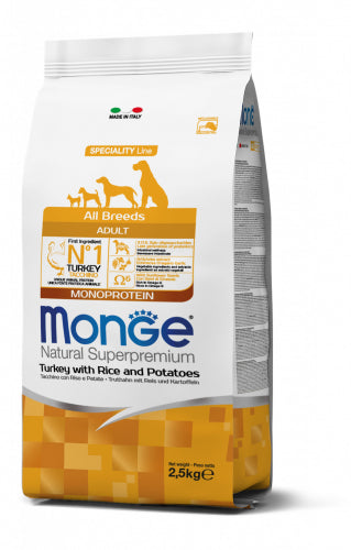 Monge Natural – Superpremium All Breeds Adult Monoprotein – Tacchino con Riso e Patate – 12 Kg
