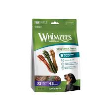 Whimzees – Snack Dentali Per Cani – Mastica a lunga durata – Forma di Spazzolino – Taglia Xs – 48 Pezzi