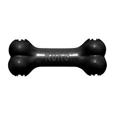 KONG – Extreme Goodie Bone – Robuster Gummiknochen für kräftige Kauer, Schwarz – für große Hunde