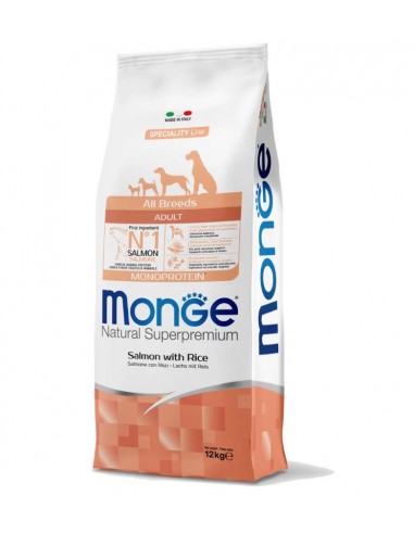 Monge – Natural Superpremium All Breeds Adult Monoprotein Salmone con Riso – 12 Kg