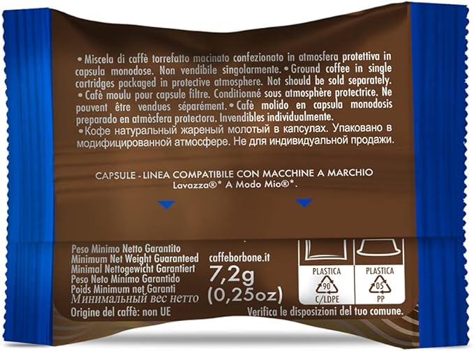 Caffè Borbone Don Carlo Blu – kompatibel mit Modo Mio – intensiver und cremiger Geschmack – Packung mit 50 Kapseln 