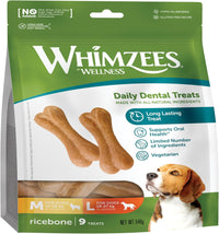WHIMZEES Natural Dental Dog Mastica a lunga durata, osso di riso, 9 pezzi