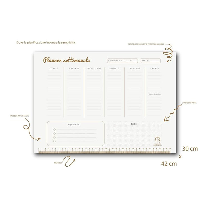 Rocard® | Planer 2025 | Wöchentlicher Tischplaner mit allen Daten auf hochwertigem Papier gedruckt | Tagebuch 2025 | Wöchentlicher Tischplaner 2025 | 53 Blätter 