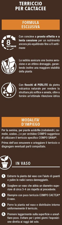 Compo Cactea – Erde für Kakteengewächse, für homogenes Pflanzenwachstum – 5 Liter