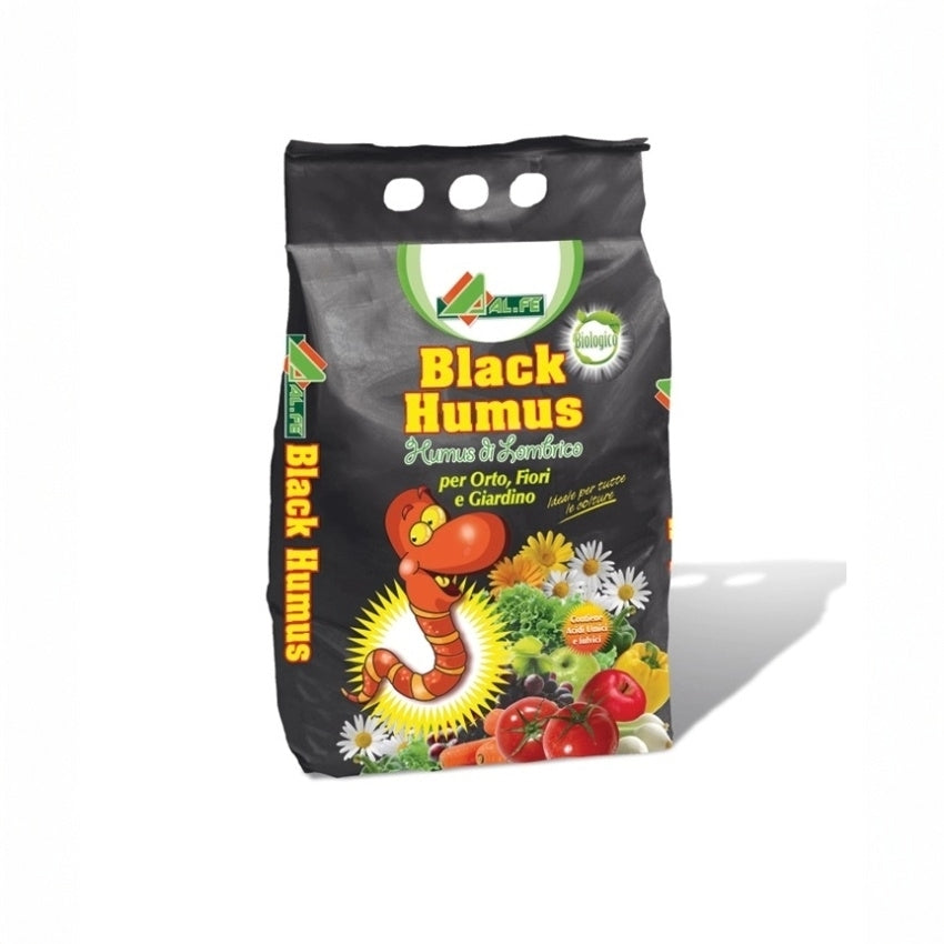 ALFE – Black Humus di Lombrico Biologico 5 Litri – Fertilizzante Naturale per Orto, Fiori e Giardino