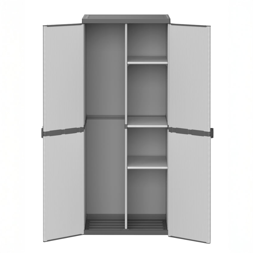 Mongardi – Besenschrank aus Kunstharz mit 2 Türen und verstellbaren Regalen (innen/außen) – 68 x 40 x 165 