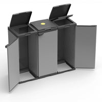 Adventa Tris Abfallsackhalter – 102x38x87 cm – 3 Fächer, Modulares System, für 80–110L Säcke, Innen-/Außenbereich 