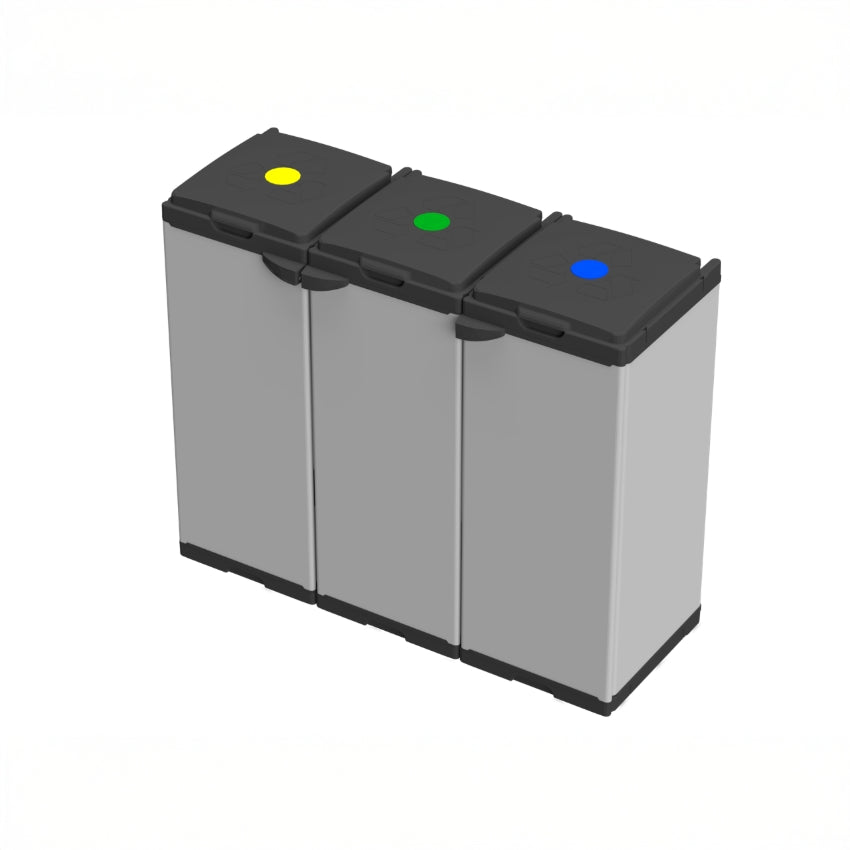 Adventa Tris Abfallsackhalter – 102x38x87 cm – 3 Fächer, Modulares System, für 80–110L Säcke, Innen-/Außenbereich 