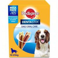 Pedigree – Dentastix für mittelgroße Hunde (10-25 kg) – 105 Mundhygiene-Snacks in 15 Packungen mit je 7 Stück 