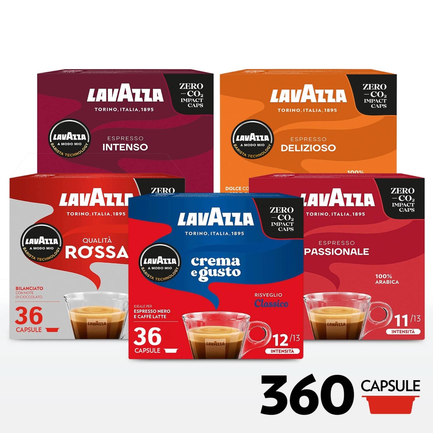 Lavazza Kaffee – A Modo Mio – Probiermischung – 360 Kapseln 