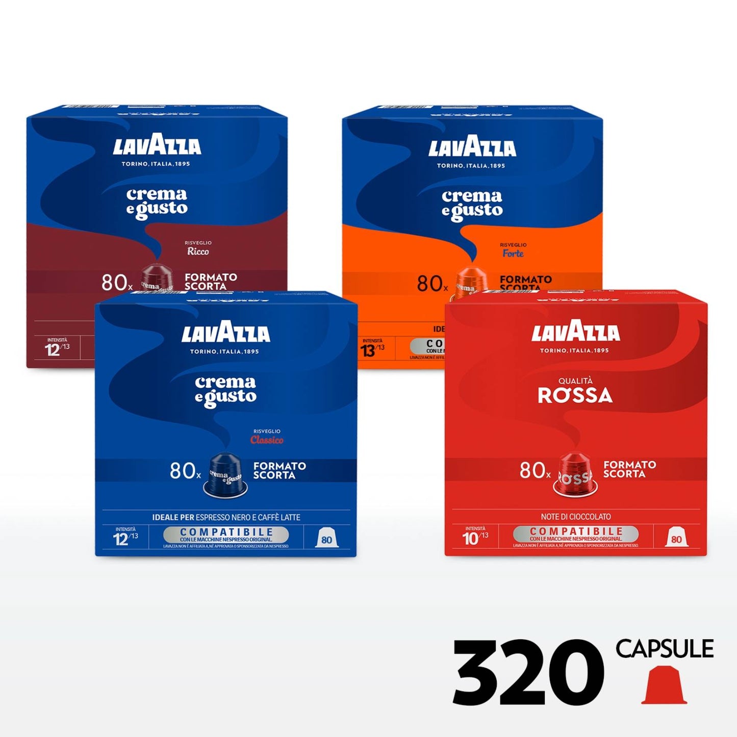 Lavazza Kaffee – Nespresso Aluminium – Probiermischung – 320 Kapseln 