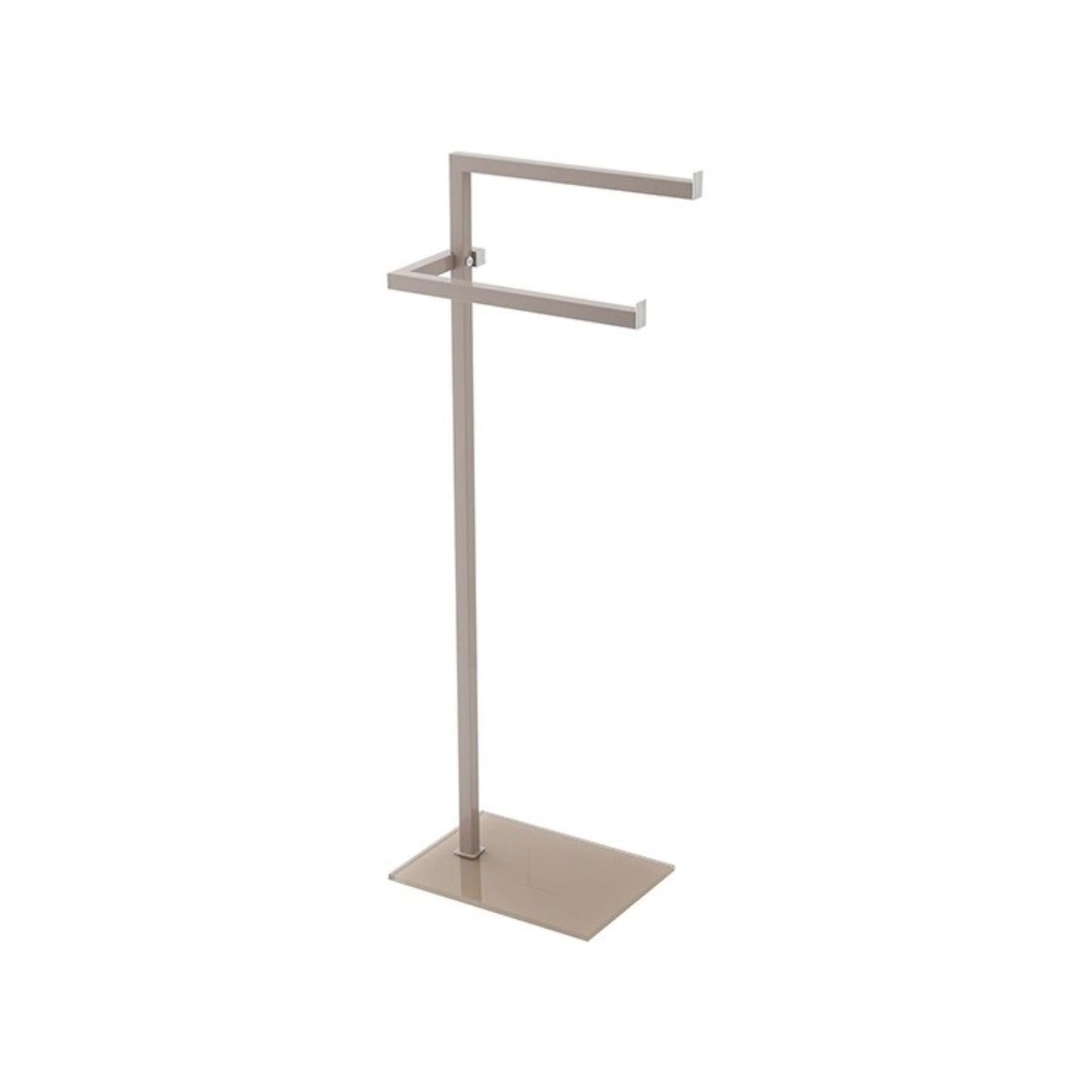 Feridas – Freistehender Handtuchhalter aus taubengrauem Stahl mit Sockel aus gehärtetem Glas – Eleganz und Stabilität für das Badezimmer 